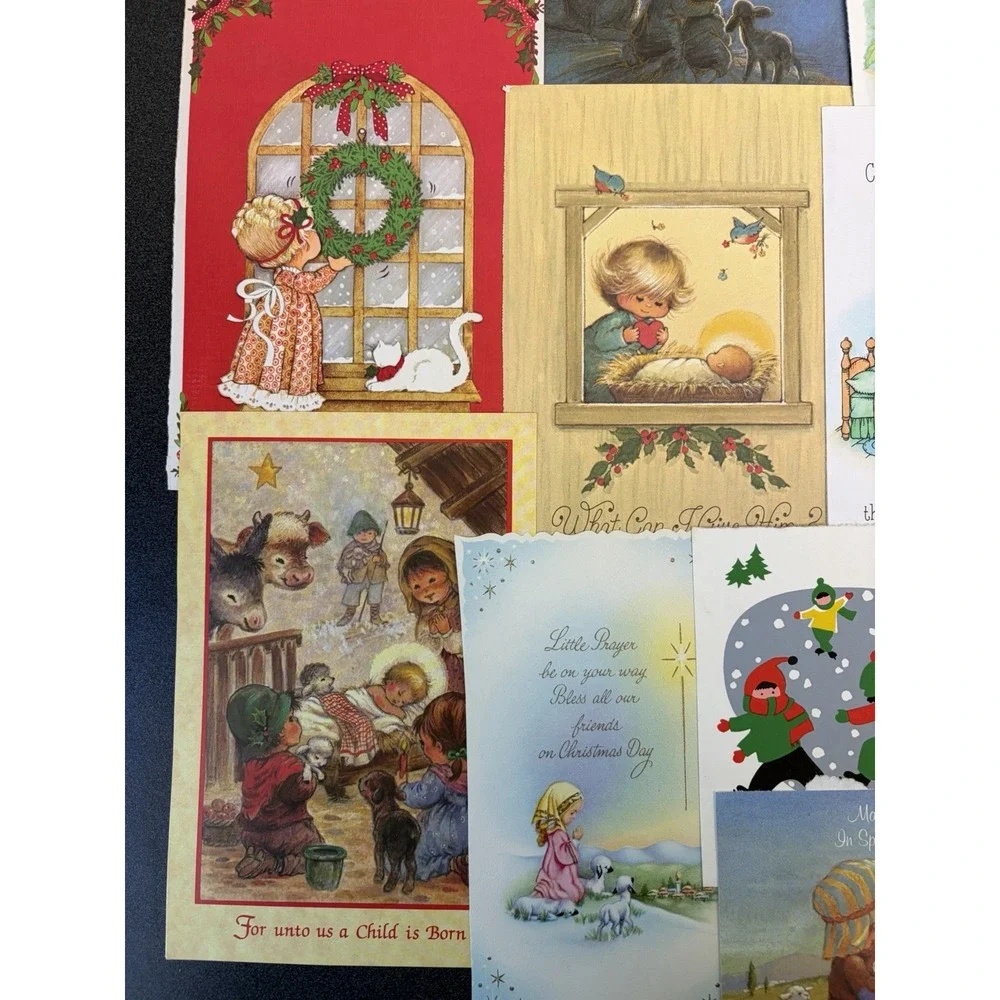 Vintage Christmas Cards Fronts ONLY Traditional Scrapbooking Decoupage Lot 50+